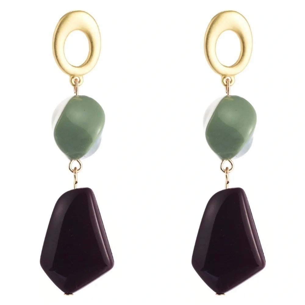 *JULIANNA* Green x Brown Fashion Dangle Earrings